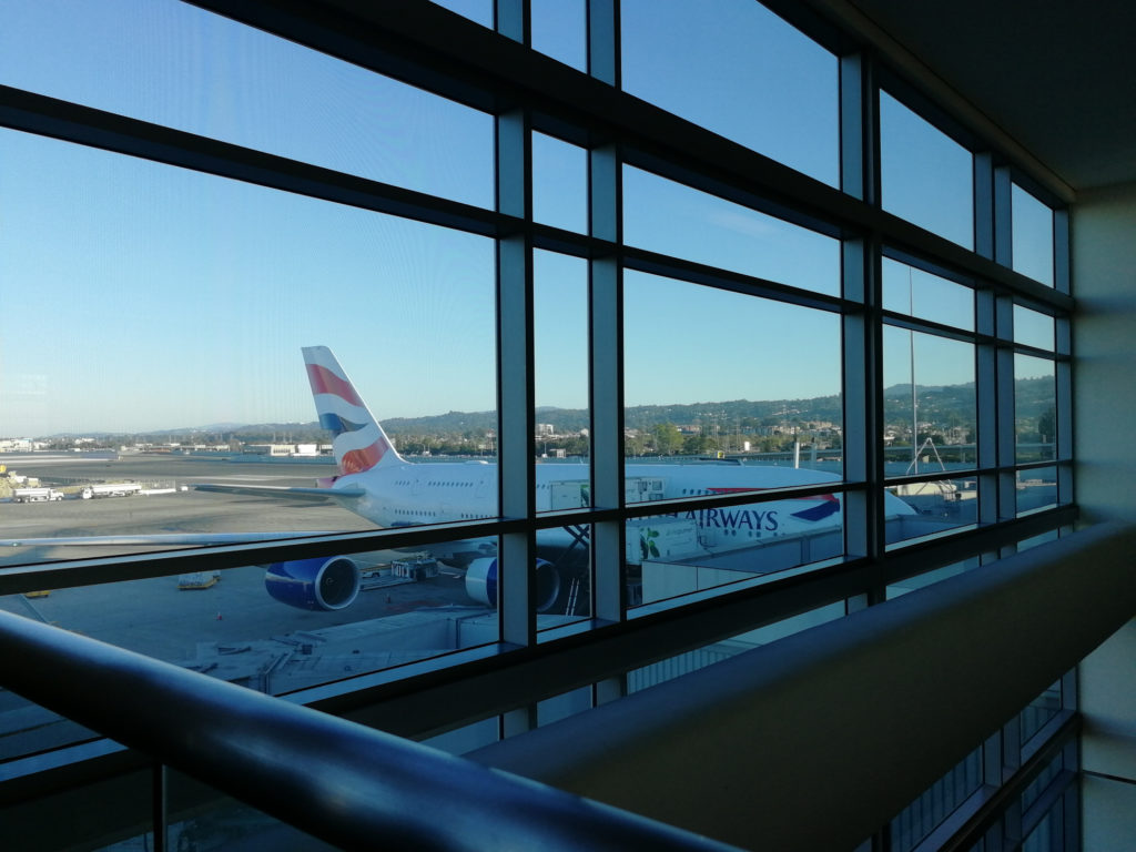 British Airways plane at terminal gate